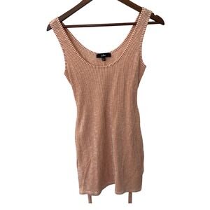 Lulus Womens Terracotta Orange White Striped Ribbed Knit Tie Waist Mini Dress M